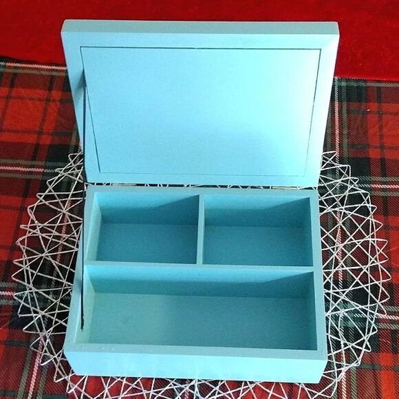 You Are Mermazing Mermaid Blue Wood with Sequins in Glass Top Jewelry Box - Picture 7 of 17